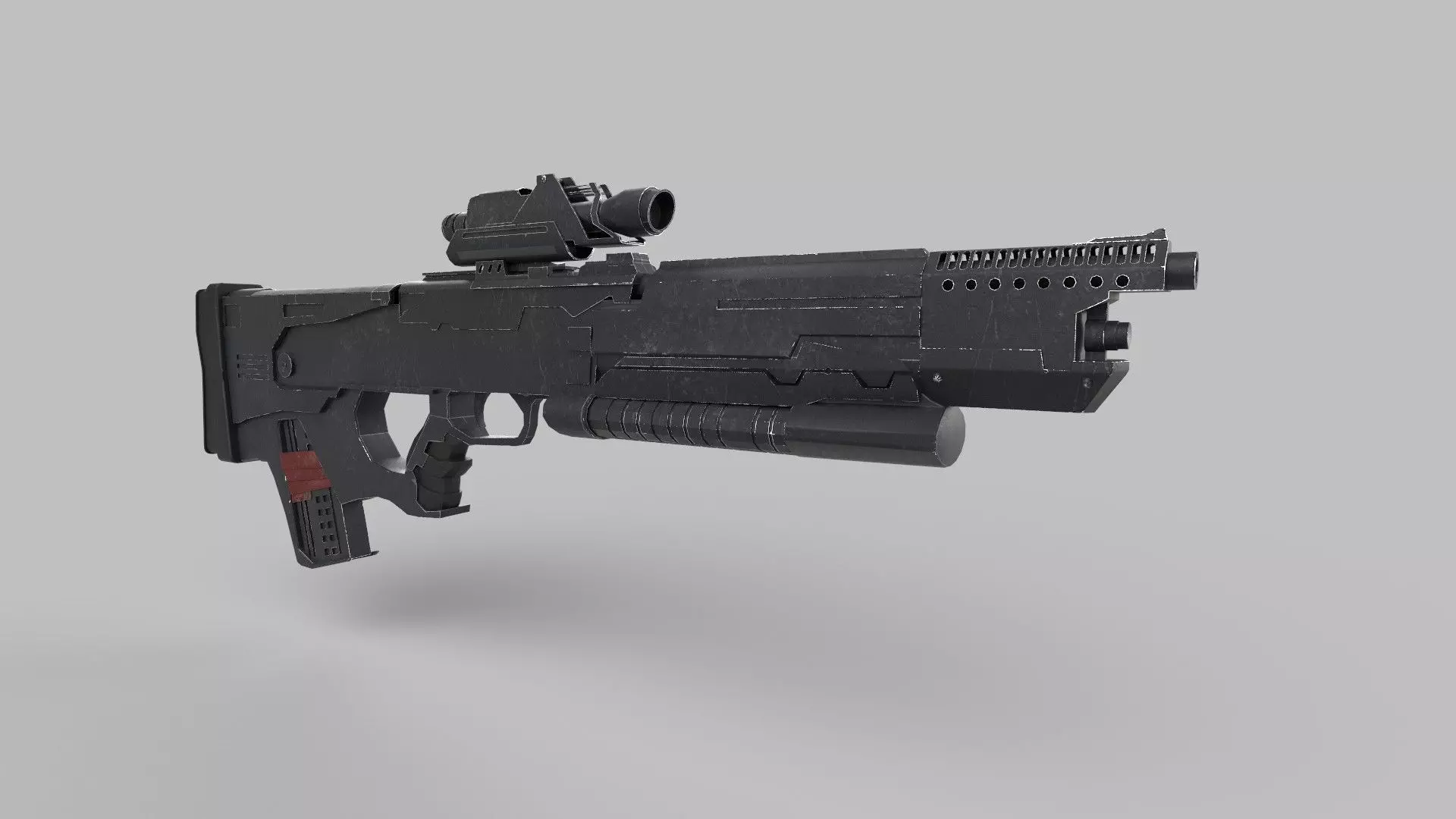 Assault rifle Low-poly 3D model_0