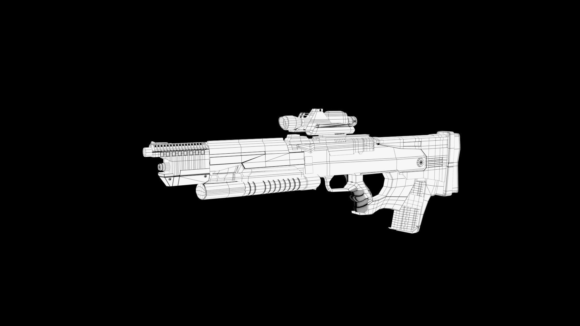 Assault rifle Low-poly 3D model_7