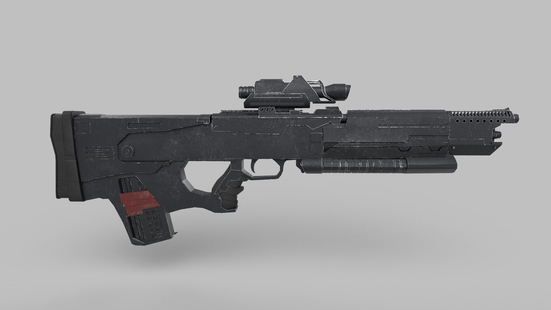Assault rifle Low-poly 3D model_1
