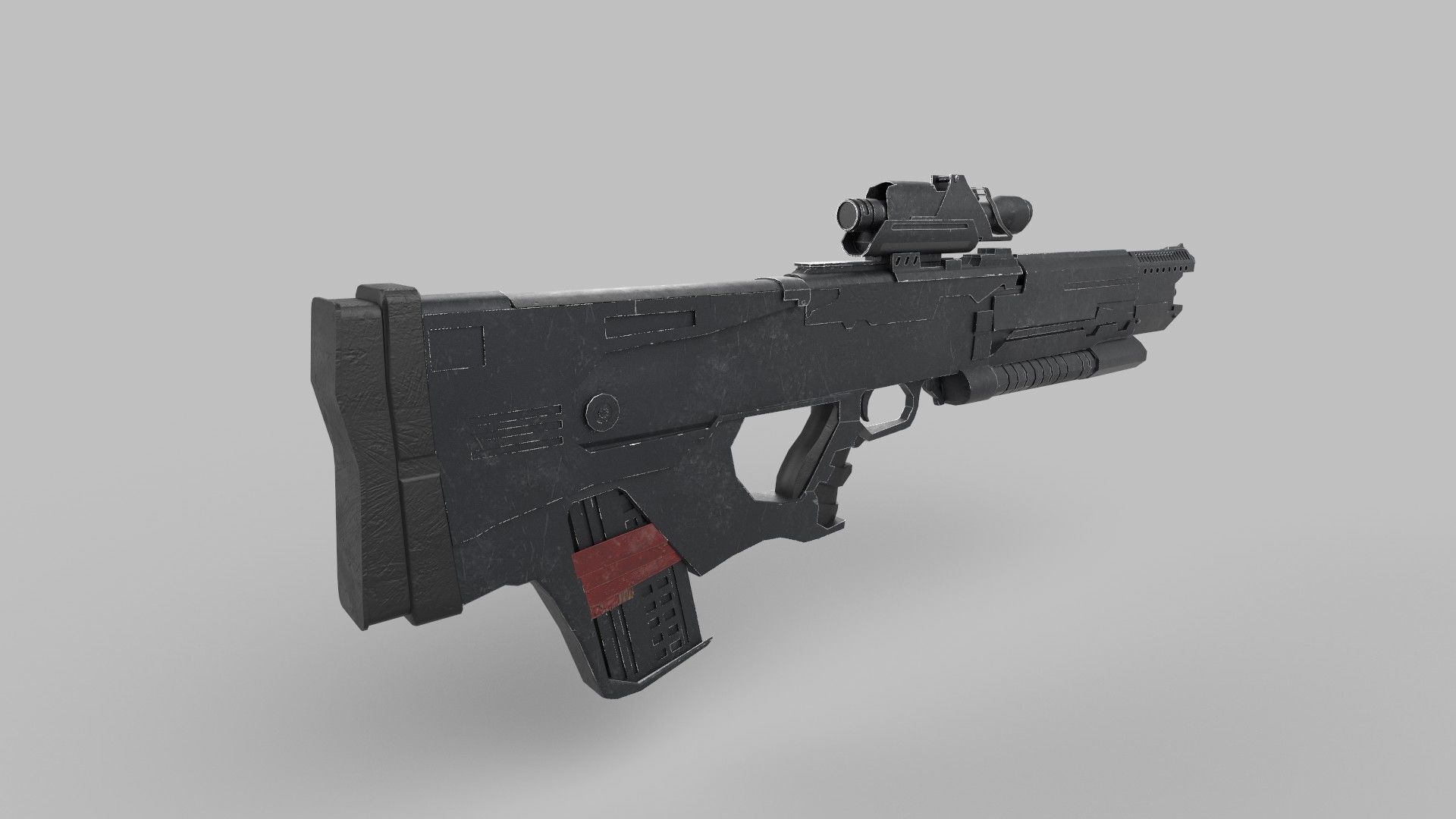 Assault rifle Low-poly 3D model_3