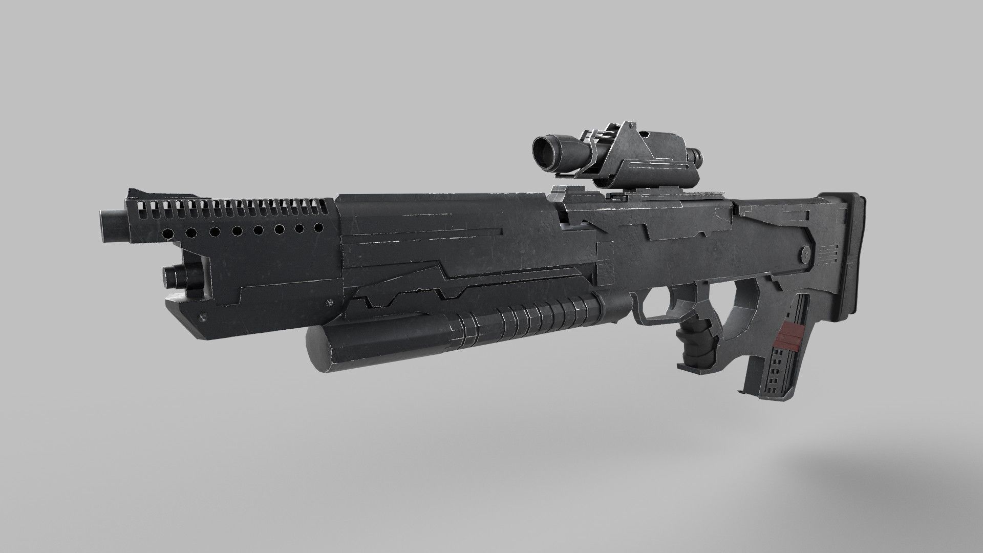 Assault rifle Low-poly 3D model_2