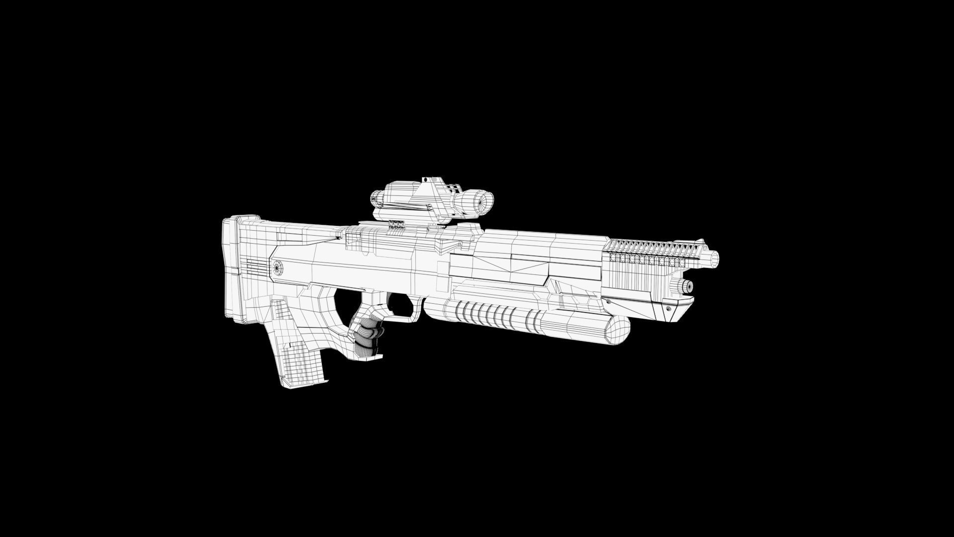 Assault rifle Low-poly 3D model_6