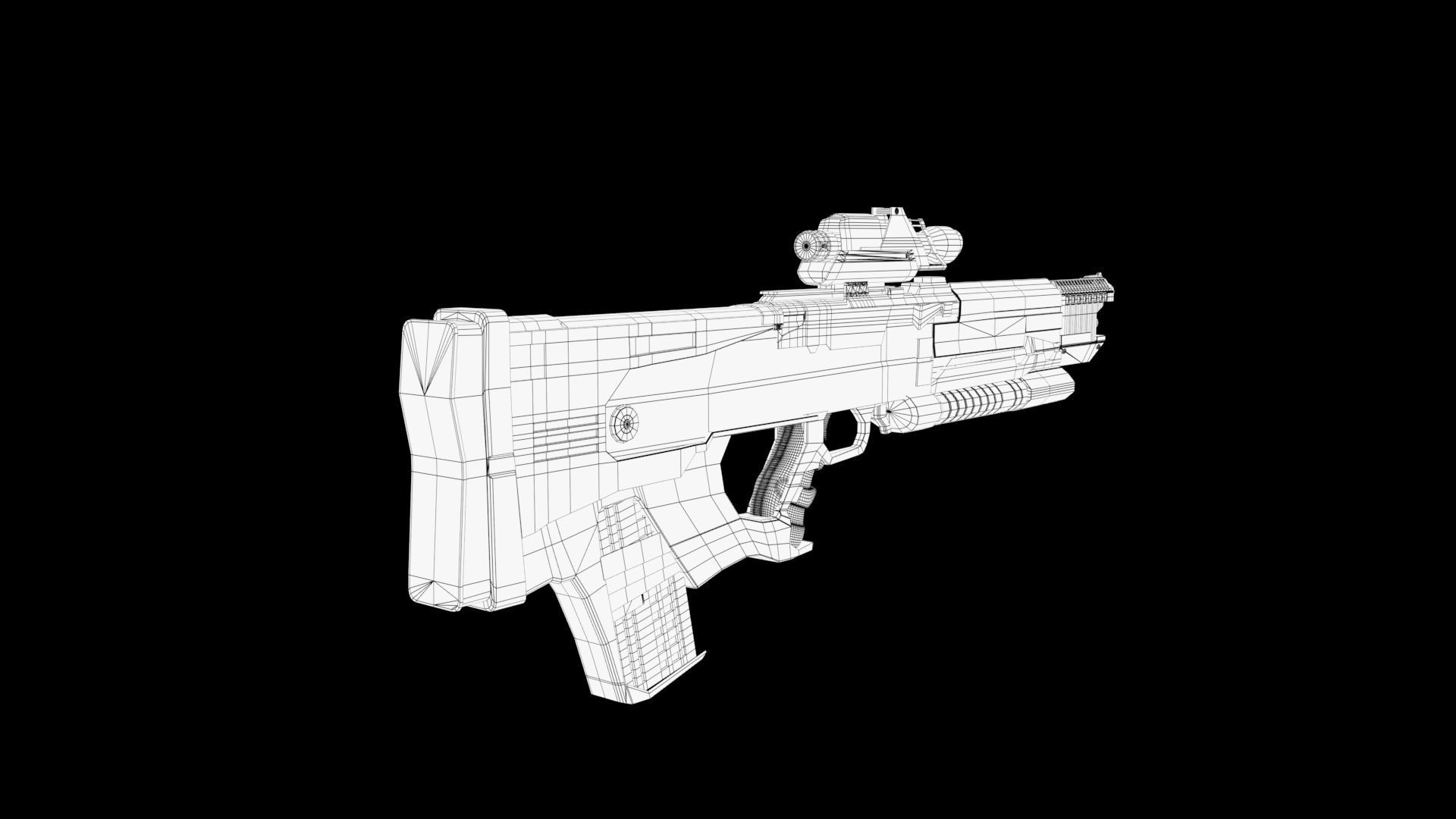Assault rifle Low-poly 3D model_8
