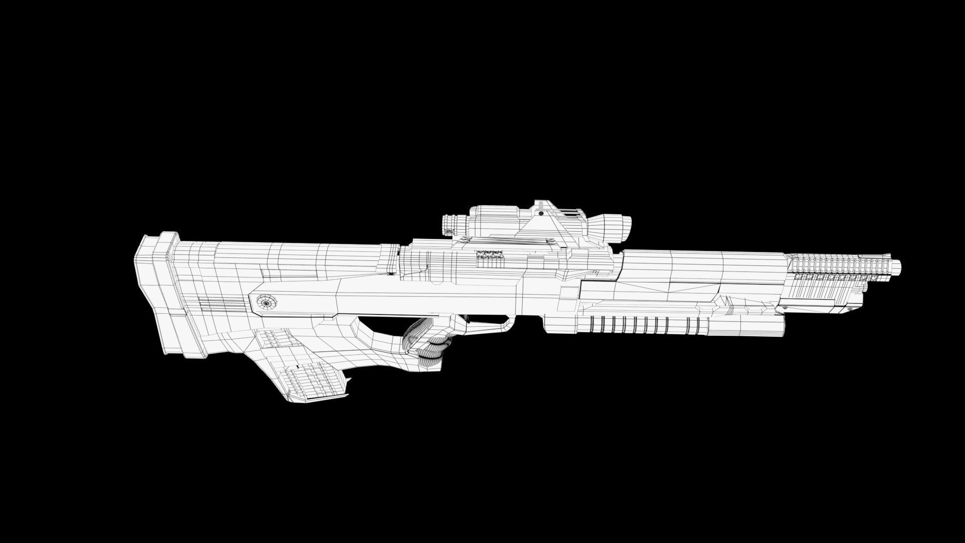 Assault rifle Low-poly 3D model_9