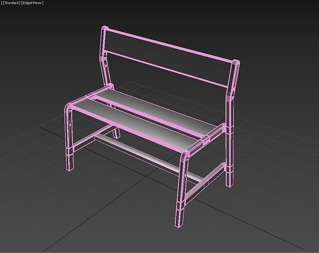 Bench  - Wooden 3D model 4