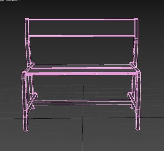 Bench  - Wooden 3D model 3