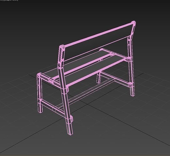 Bench  - Wooden 3D model 5