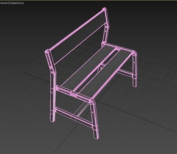 Bench  - Wooden 3D model 6