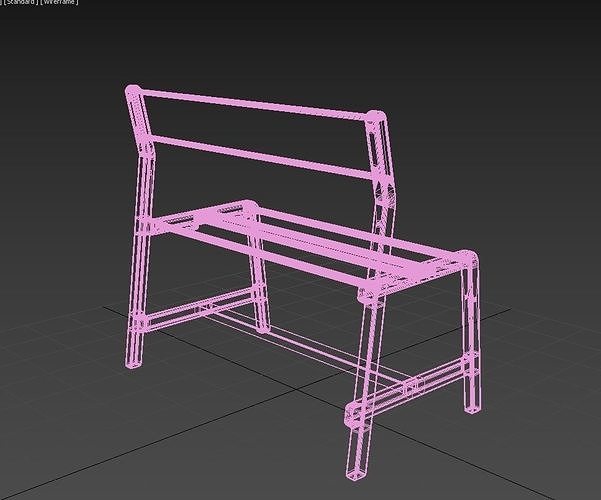 Bench  - Wooden 3D model 7