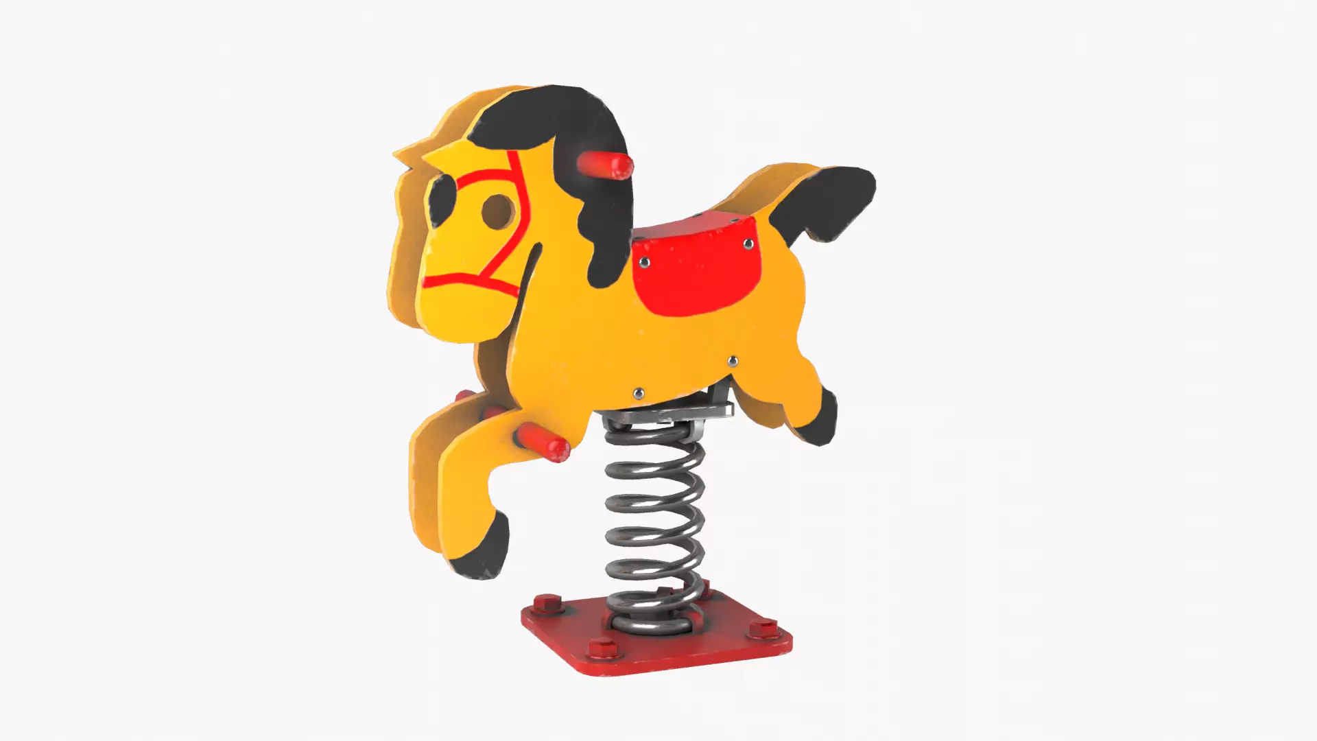 Spring horse Low-poly 3D model_0