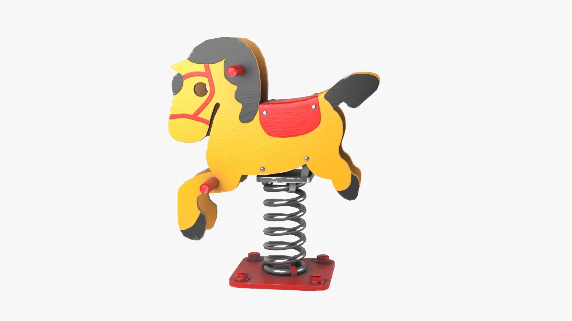 Spring horse Low-poly 3D model_1