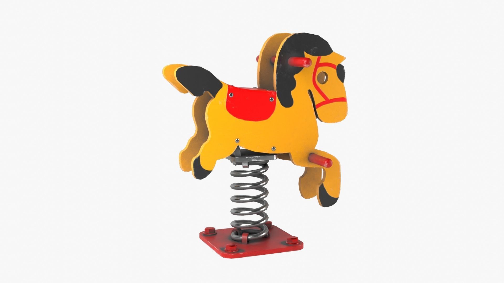 Spring horse Low-poly 3D model_6