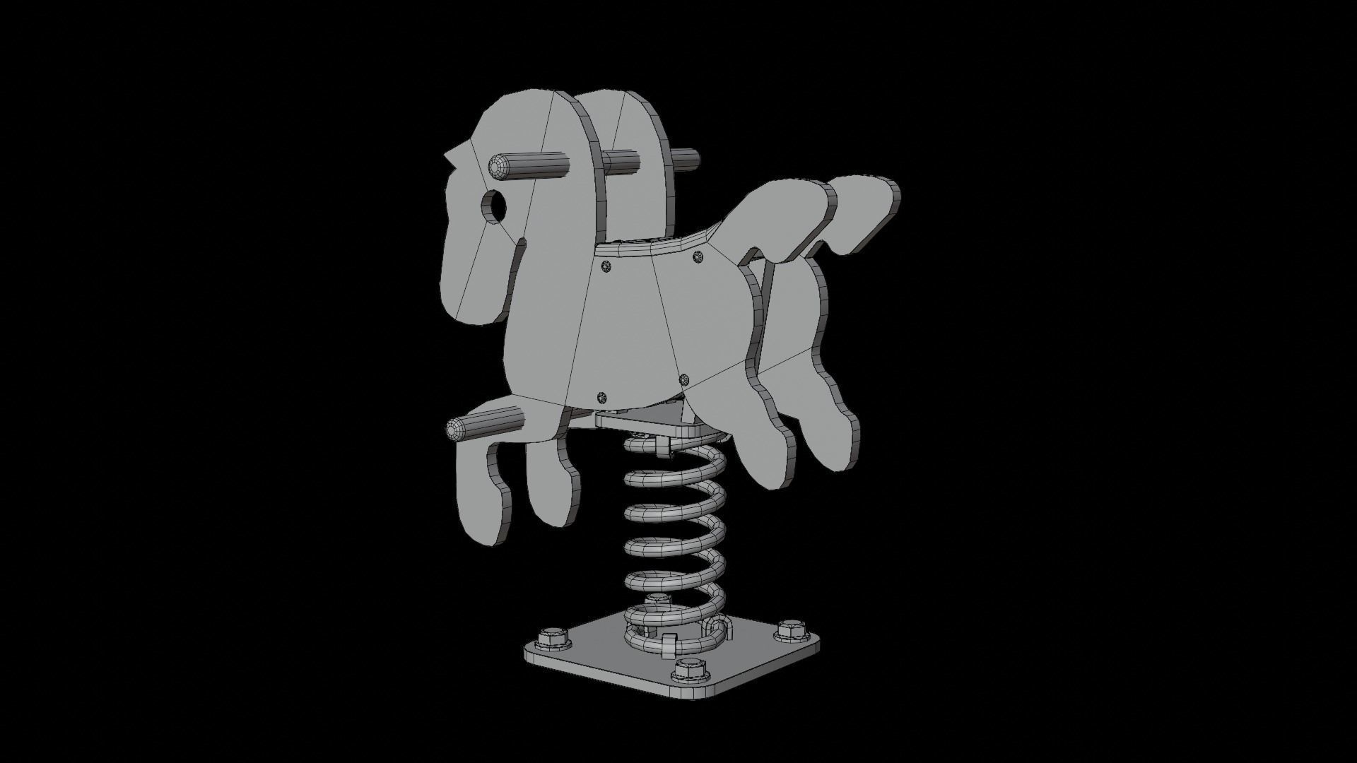 Spring horse Low-poly 3D model_14