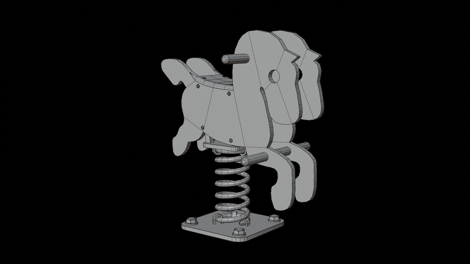 Spring horse Low-poly 3D model_16