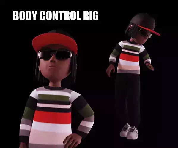 Rap Cartoon Rigged 3d Character 3D model