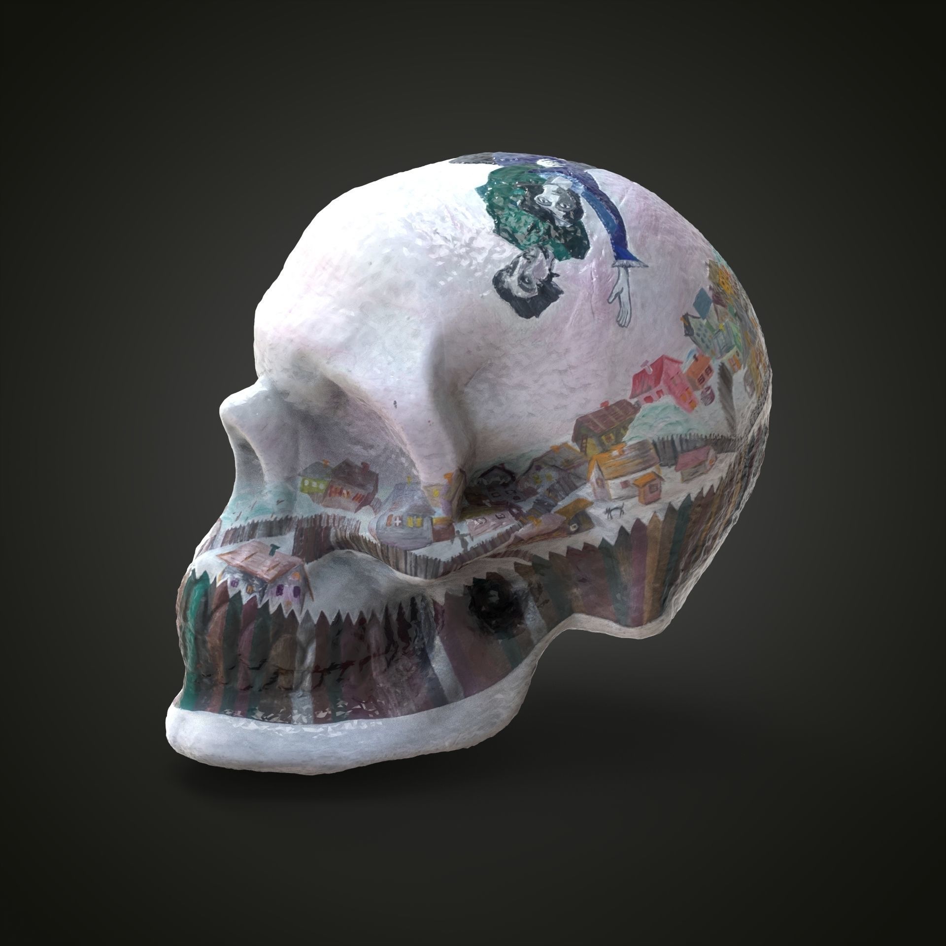 Shagal above the city scull Low-poly 3D model_15