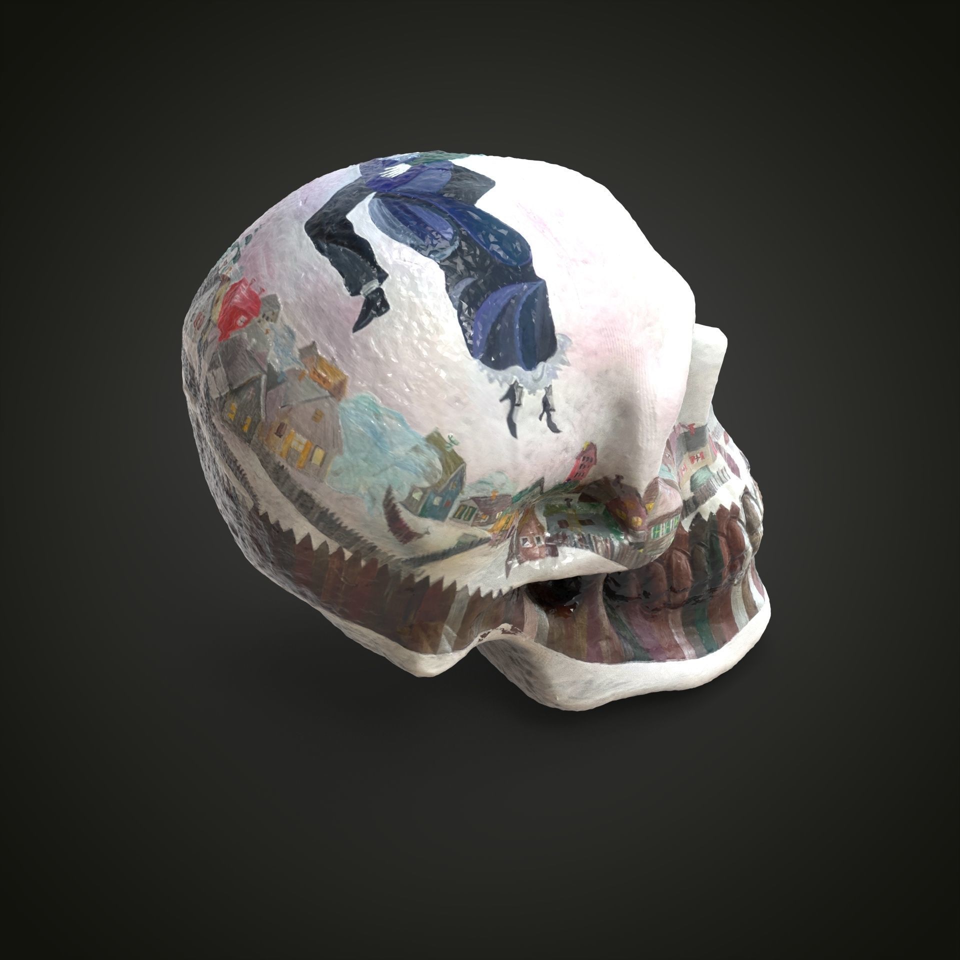 Shagal above the city scull Low-poly 3D model_7
