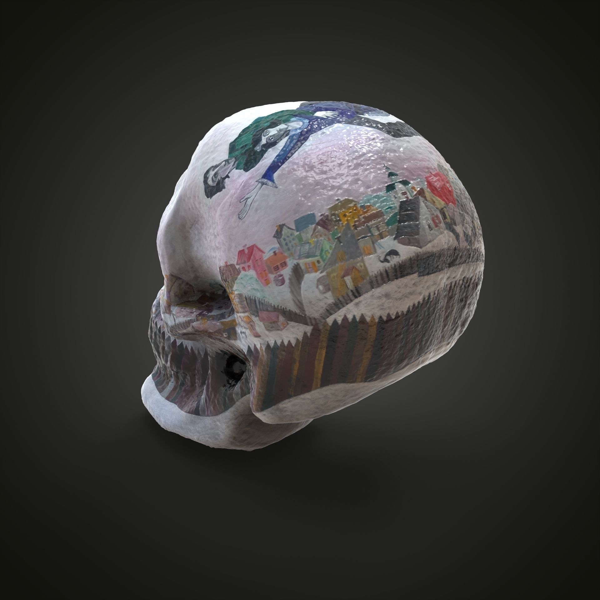 Shagal above the city scull Low-poly 3D model_2