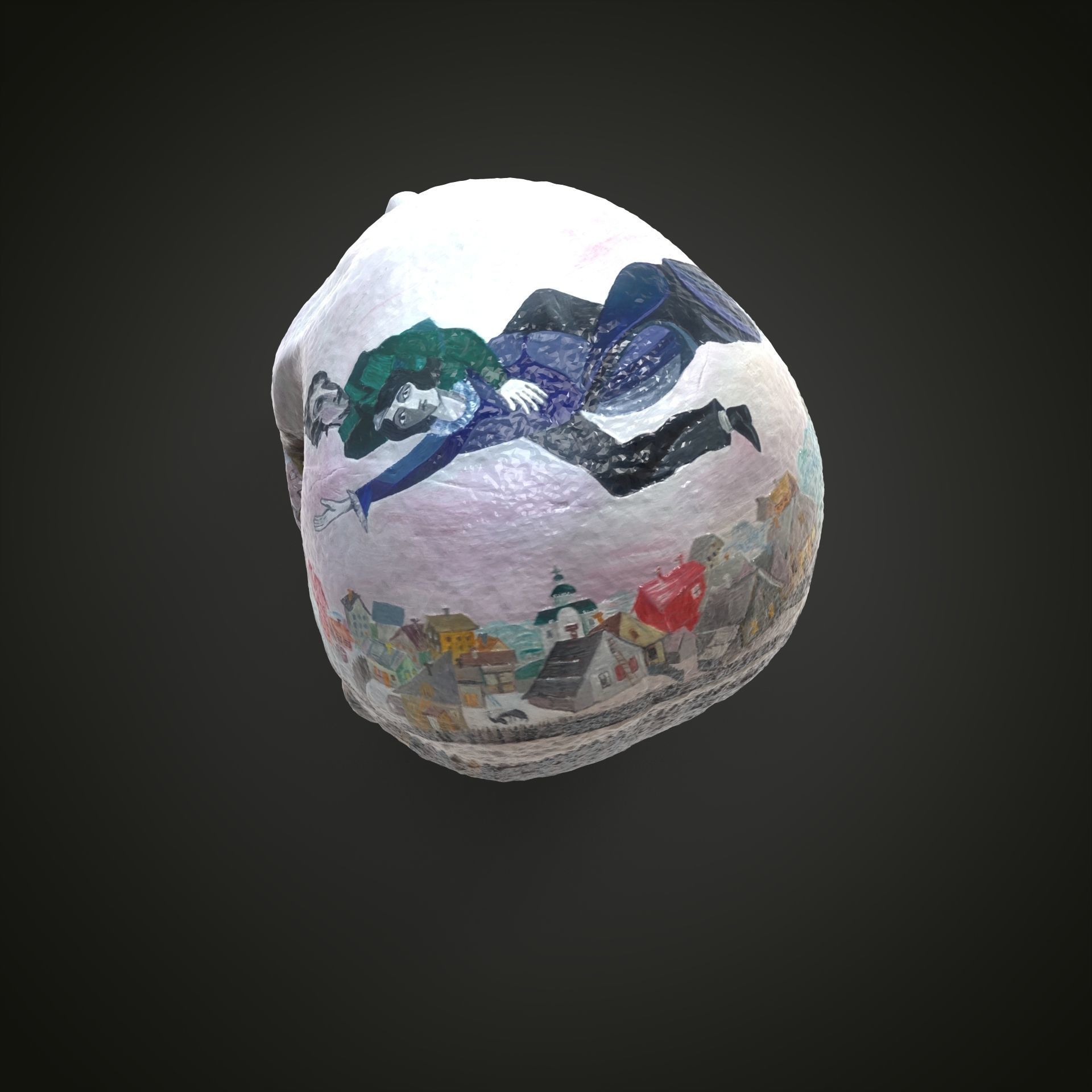 Shagal above the city scull Low-poly 3D model_4