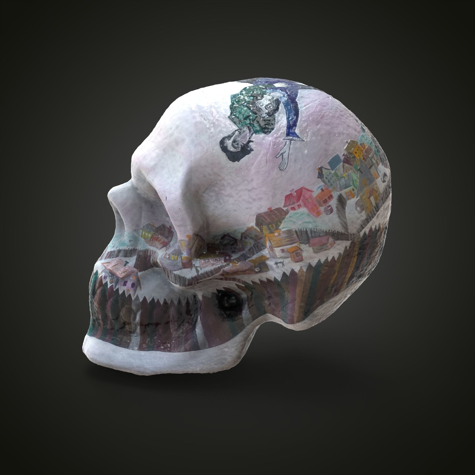 Shagal above the city scull Low-poly 3D model_16