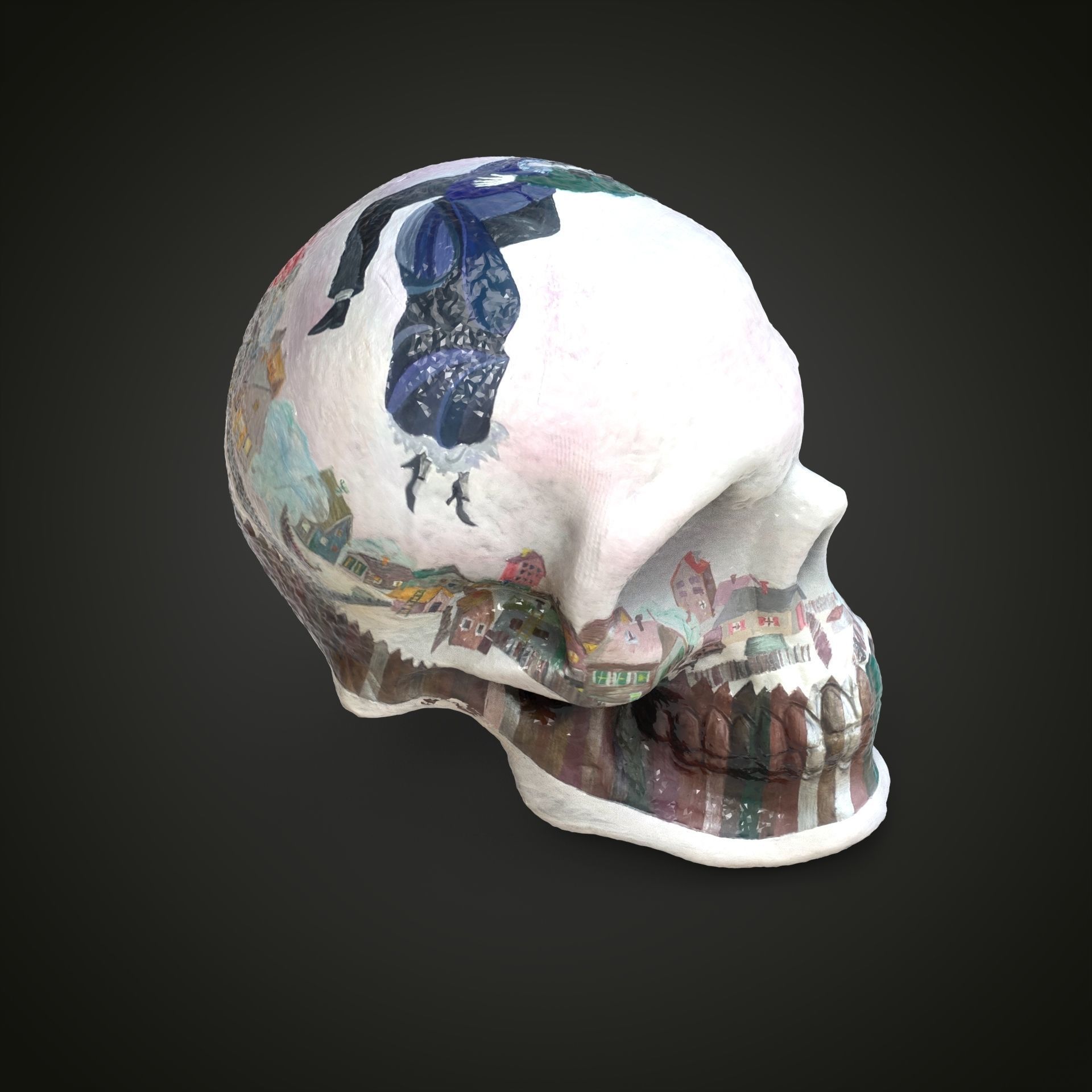 Shagal above the city scull Low-poly 3D model_8