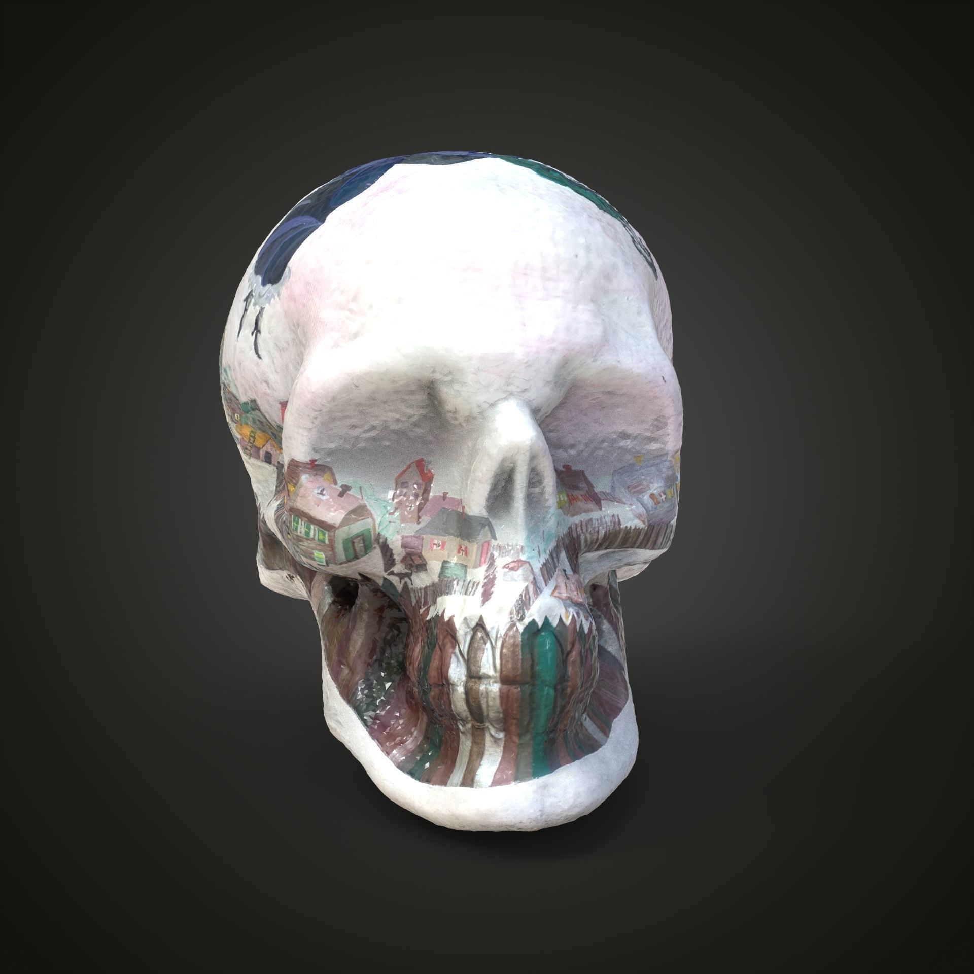 Shagal above the city scull Low-poly 3D model_10