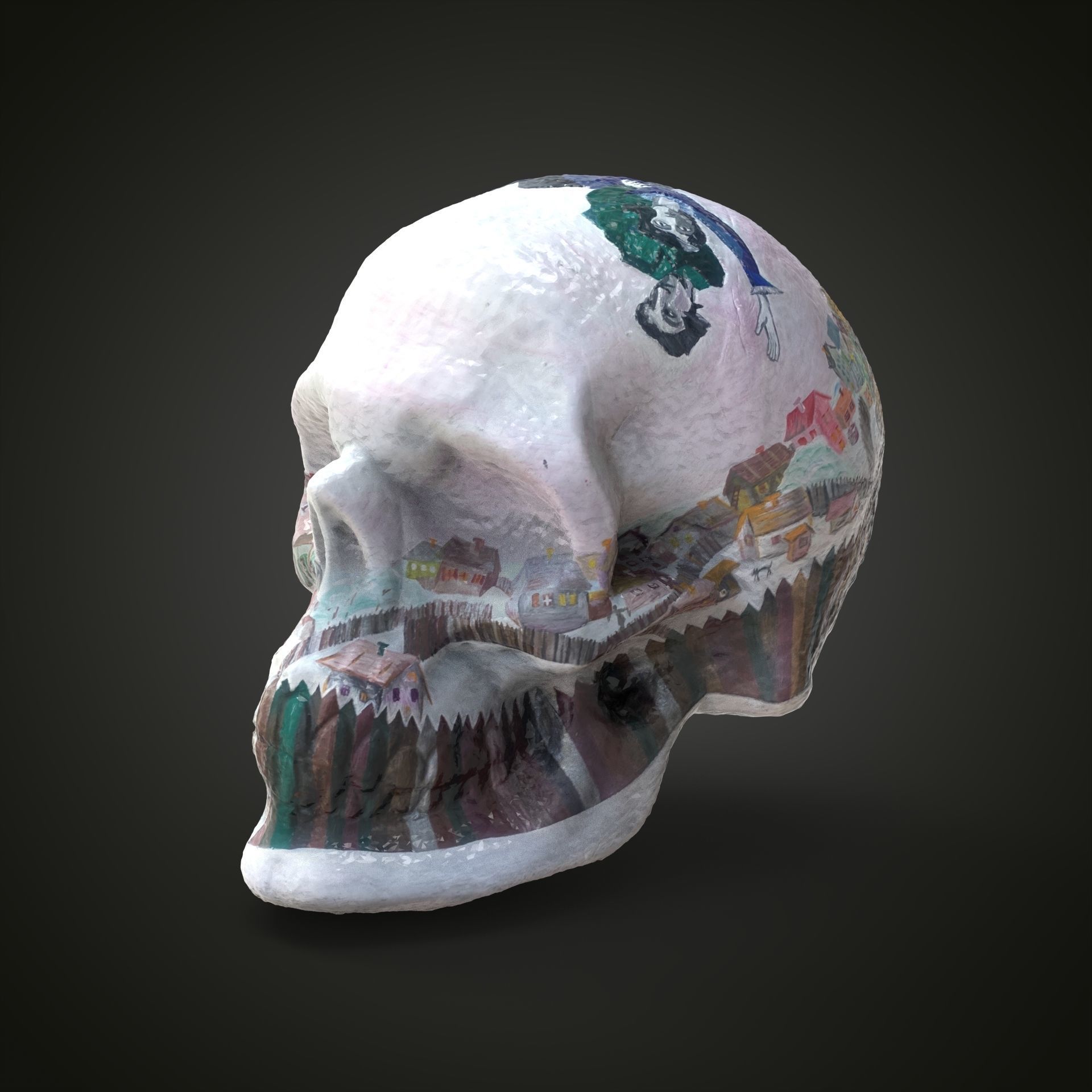 Shagal above the city scull Low-poly 3D model_14