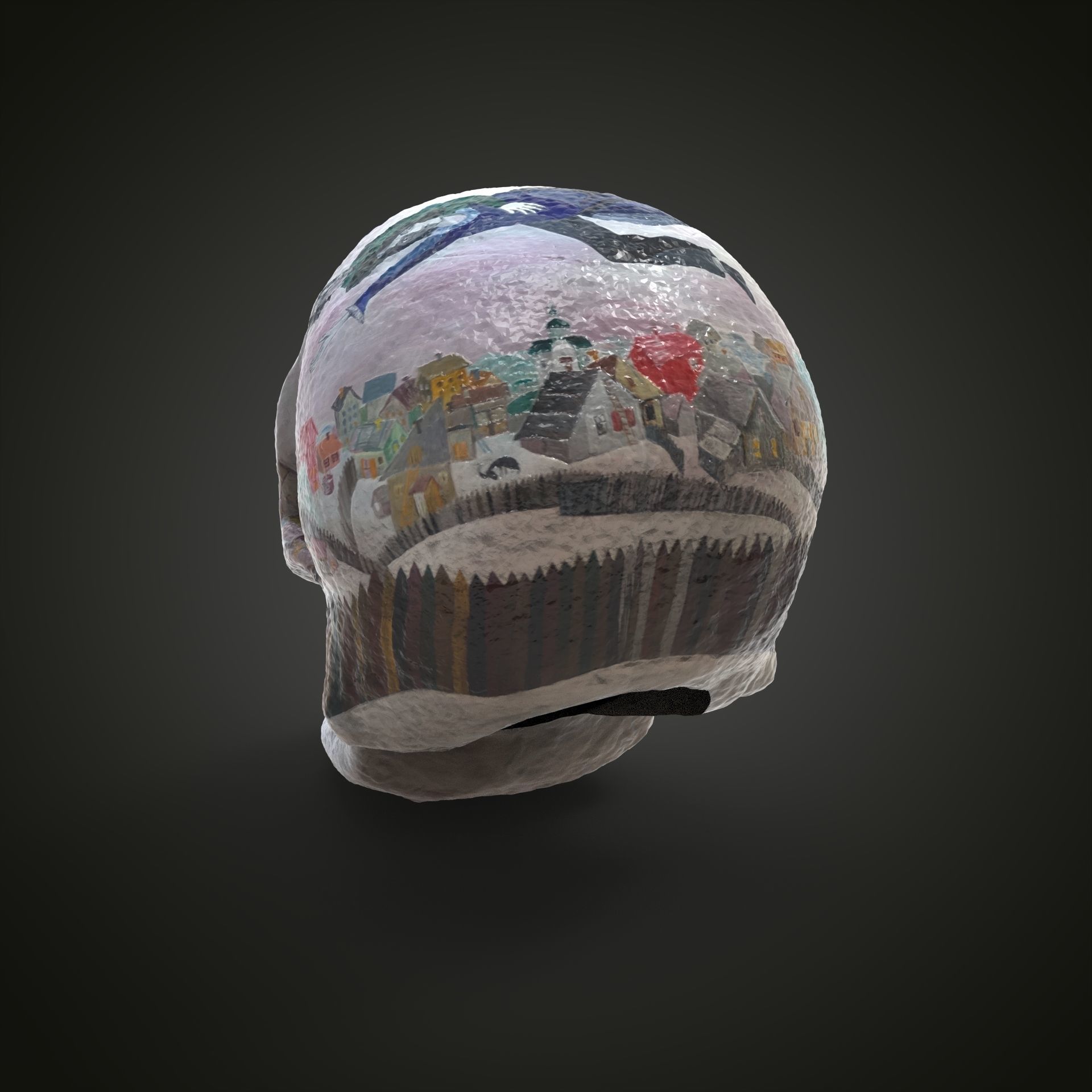 Shagal above the city scull Low-poly 3D model_3