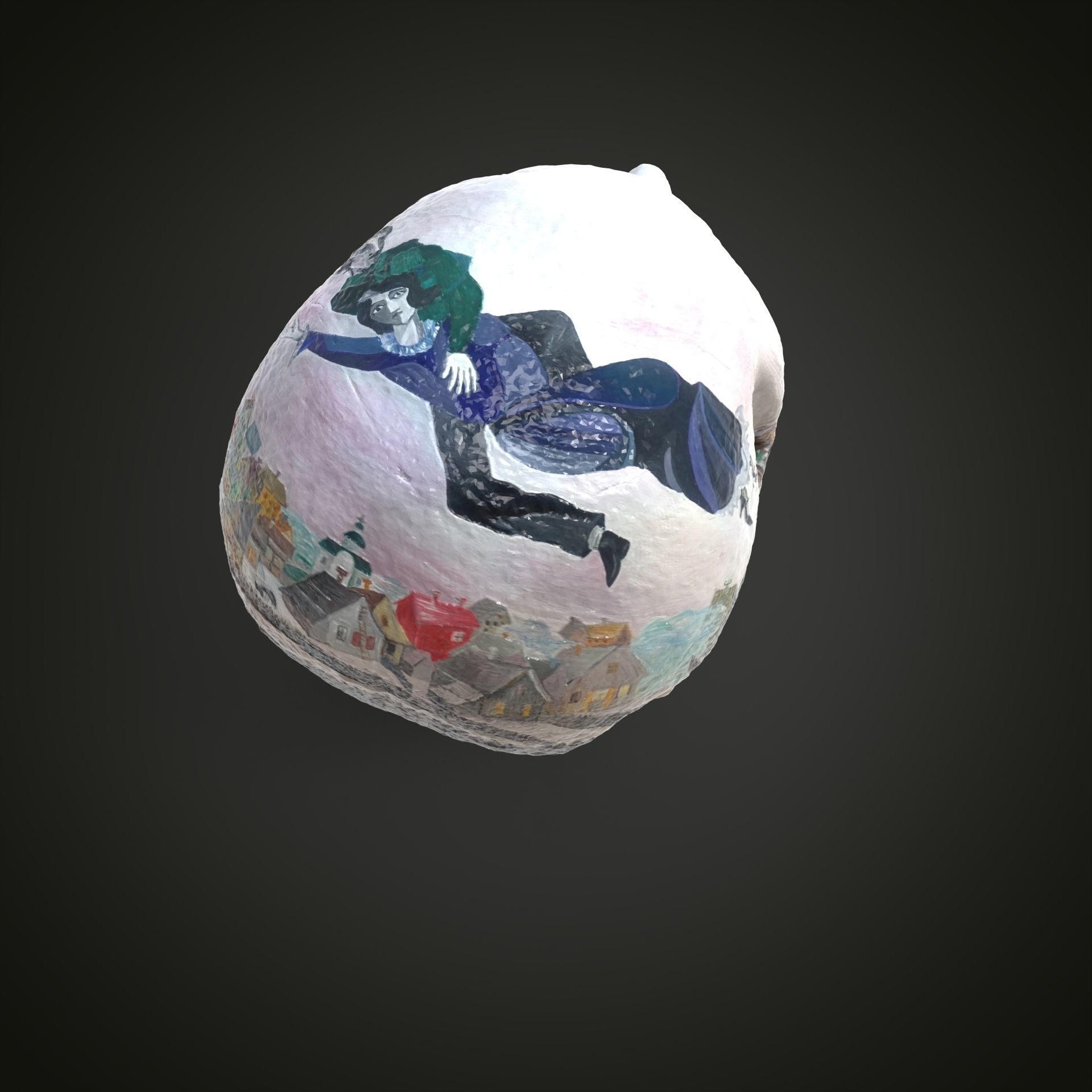 Shagal above the city scull Low-poly 3D model_5