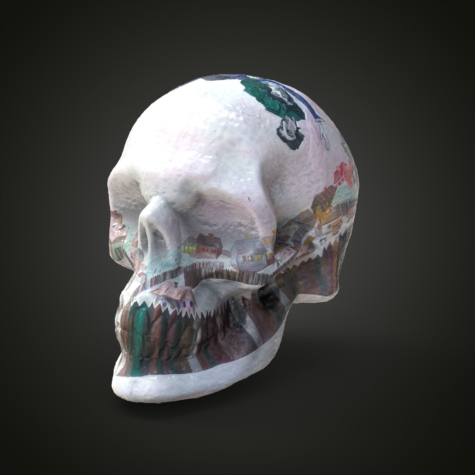 Shagal above the city scull Low-poly 3D model_13