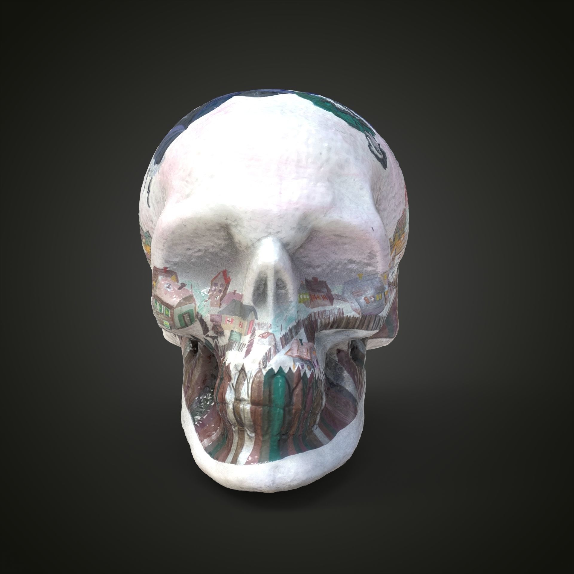 Shagal above the city scull Low-poly 3D model_11