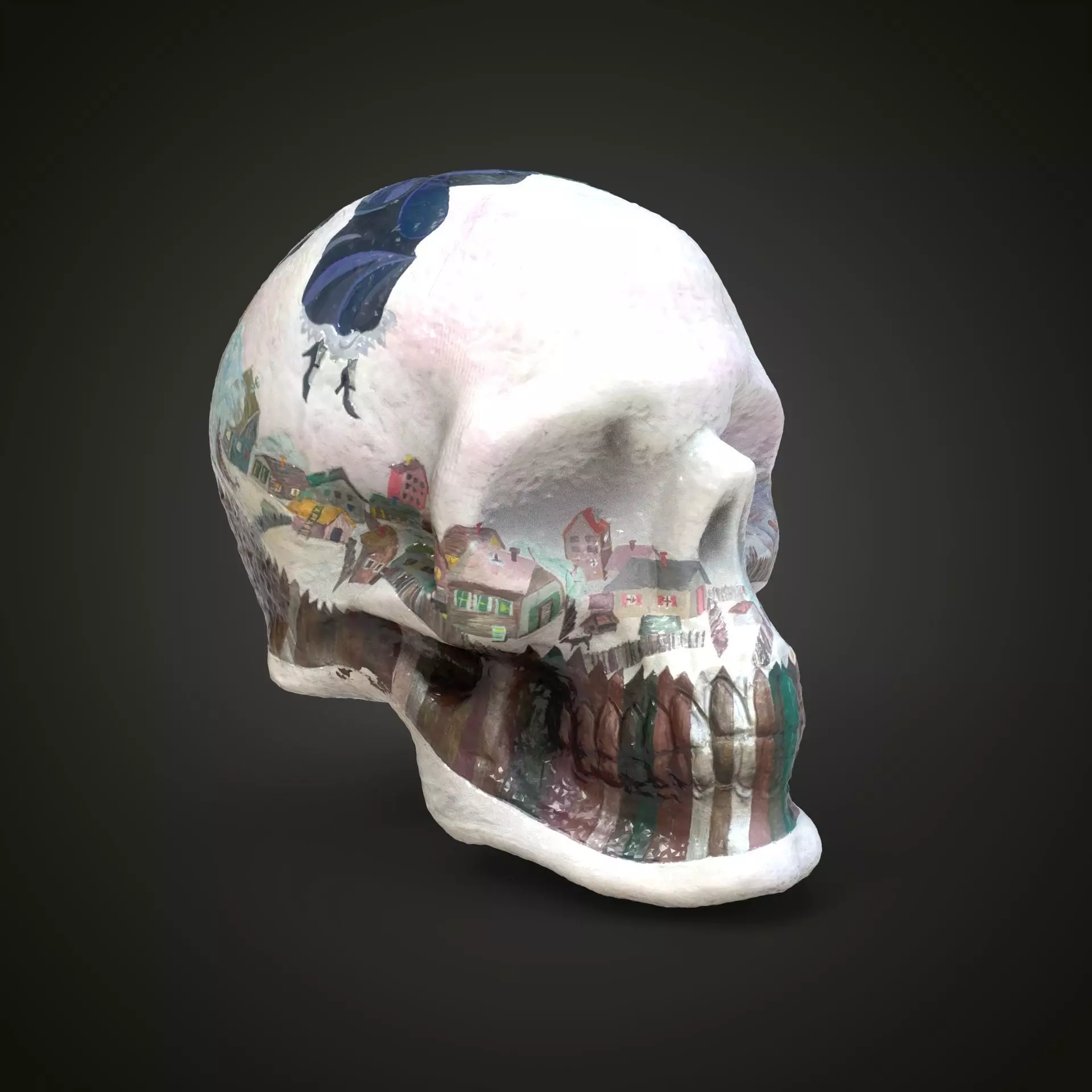 Shagal above the city scull Low-poly 3D model_0