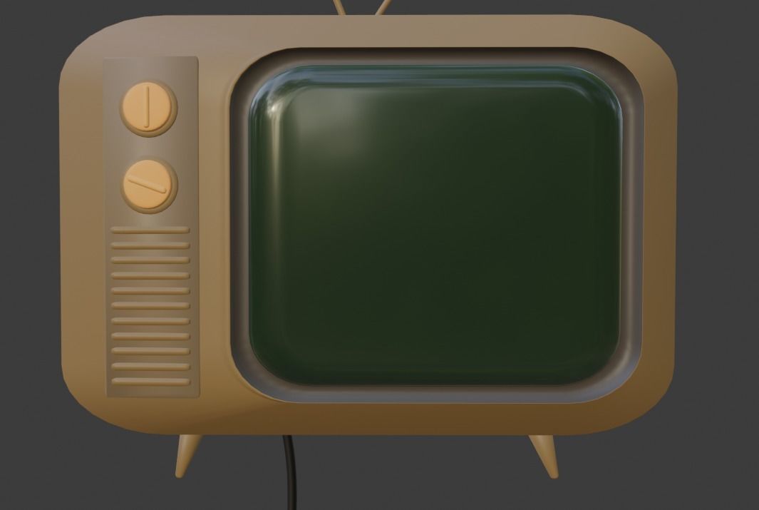 Retro cartoon style television 3D model_3