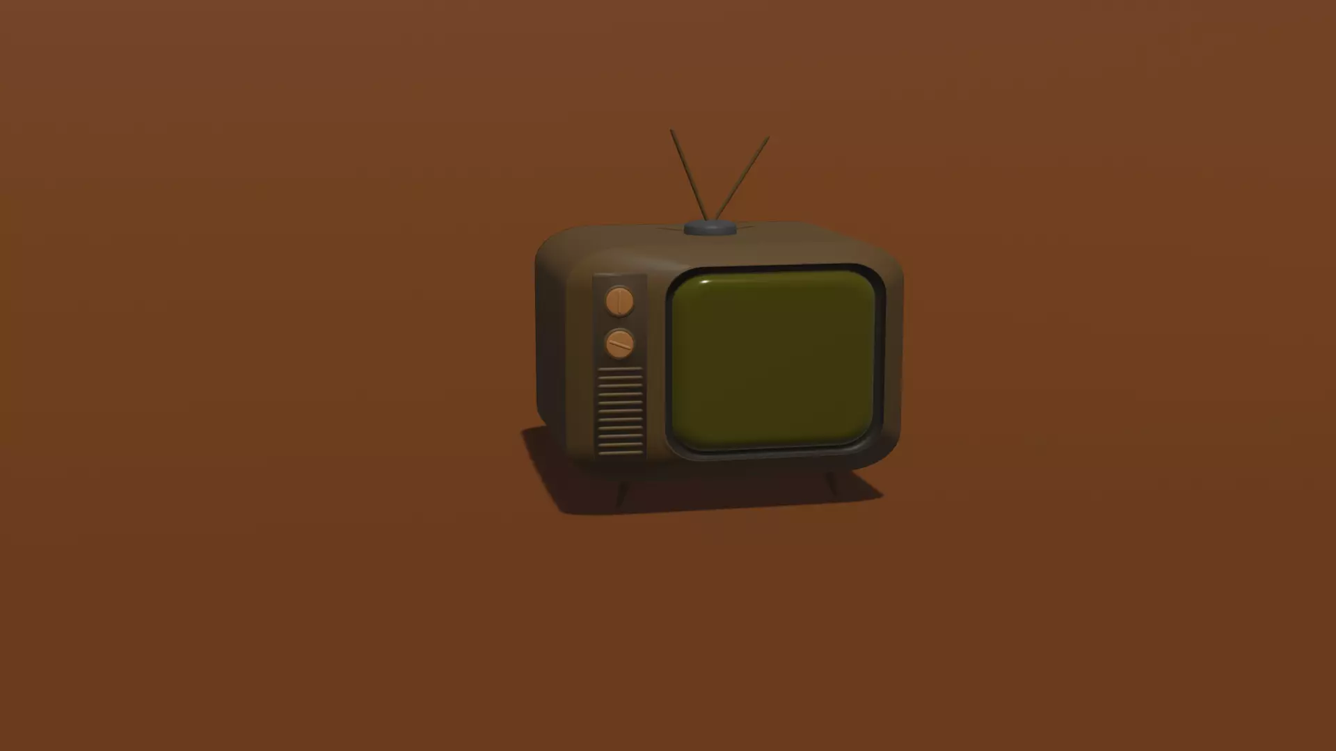 Retro cartoon style television 3D model_0