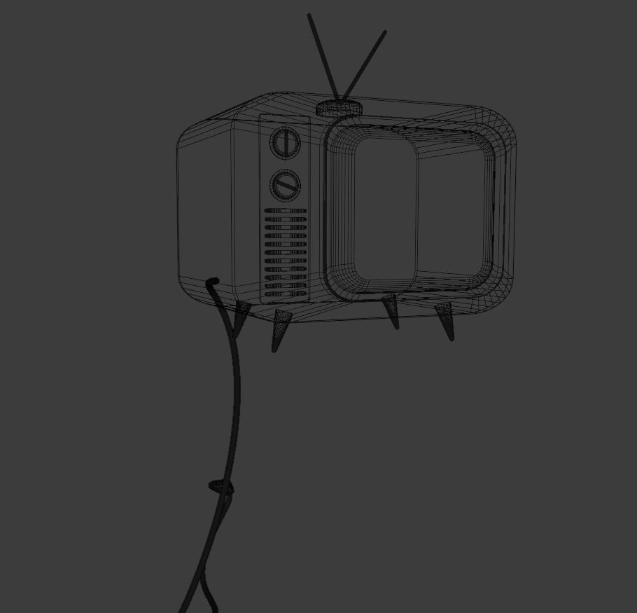 Retro cartoon style television 3D model_4