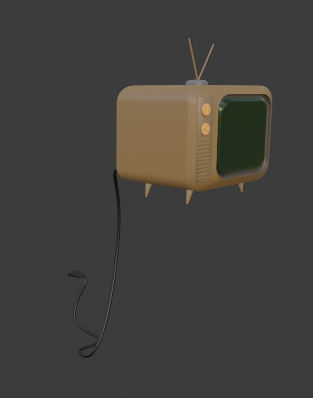 Retro cartoon style television 3D model_1