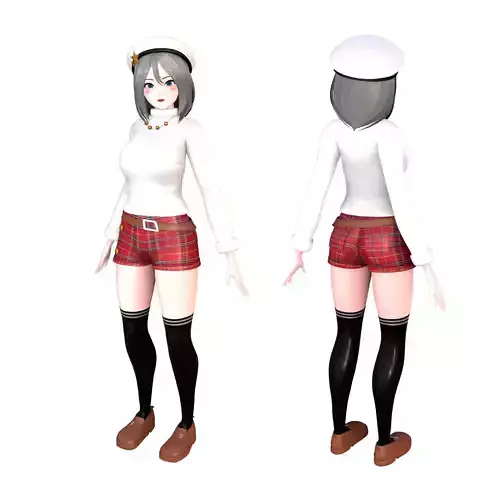 Casual girl character Low-poly 3D model
