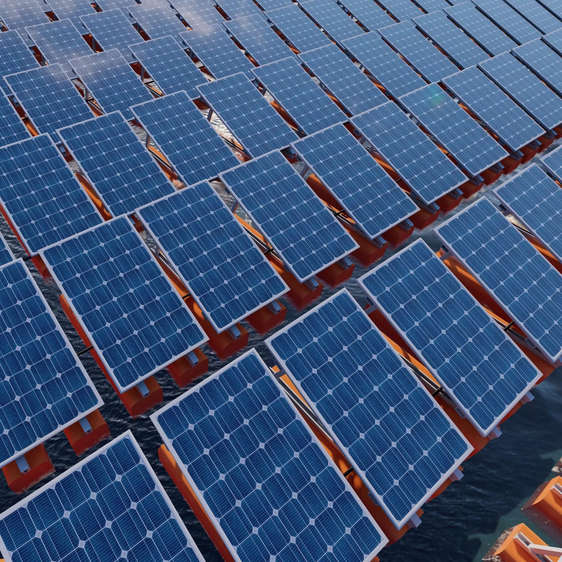 Floating Solar Panels 3D model_0