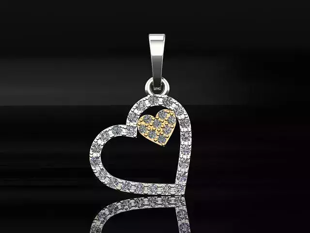 3D model pendant heart shaped with diamonds