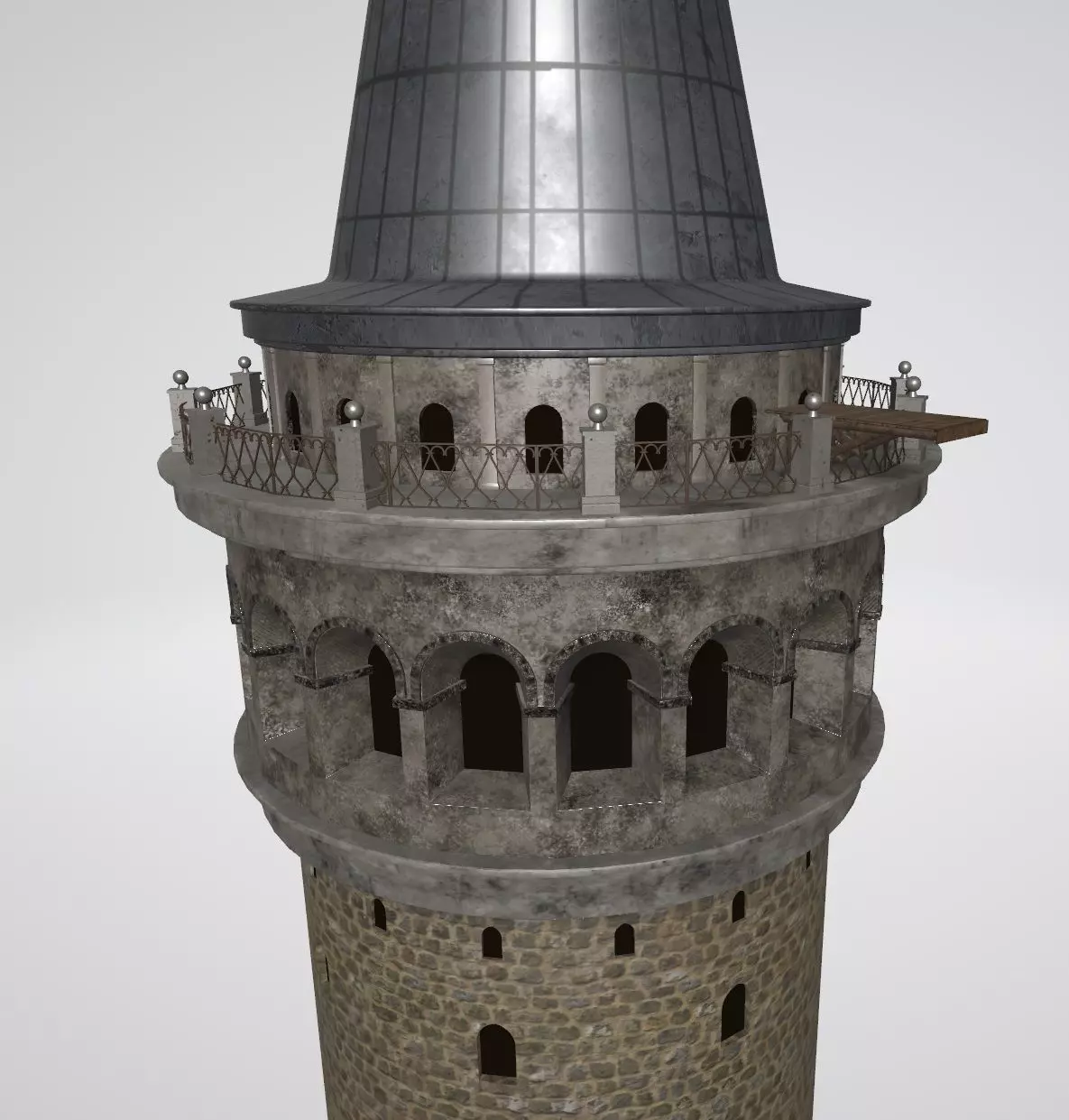 Galata Tower Historical Building 3D model_0