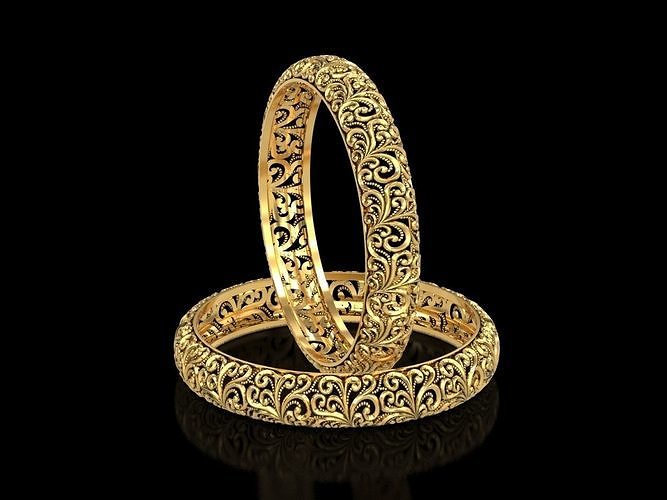 Floral Carved Filigree Bangle 3D print model