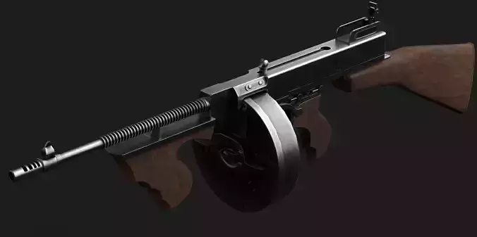 Tommy gun Thompson Submachine Gun Caliber 45 Low-poly 3D model