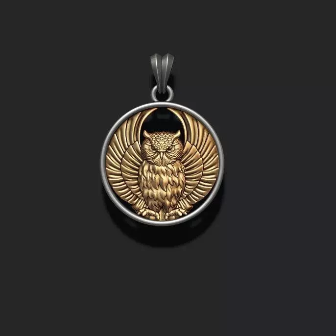 owl pendant 3D print model_0