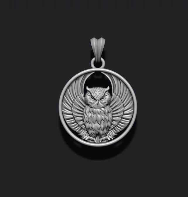 owl pendant 3D print model_5
