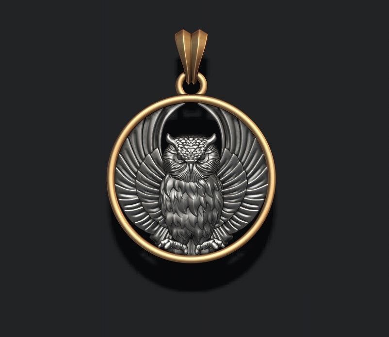owl pendant 3D print model_1