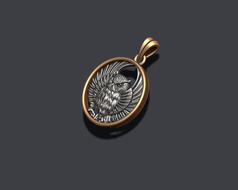 owl pendant 3D print model_2