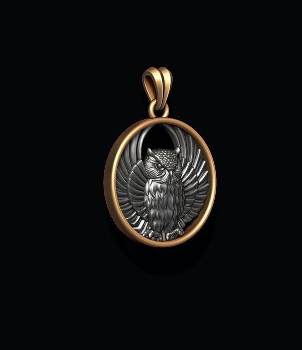 owl pendant 3D print model_3