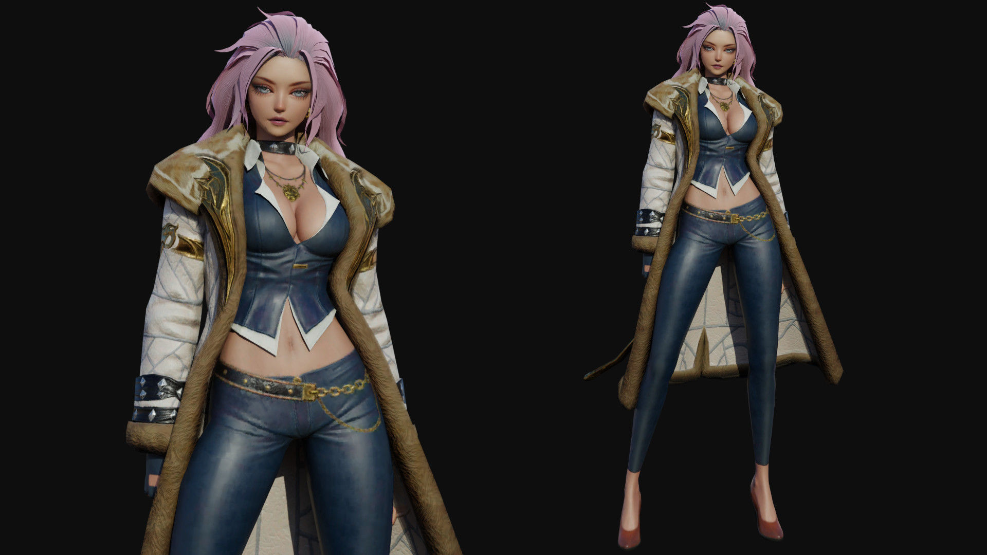 Modern Woman Low-poly 3D model_1