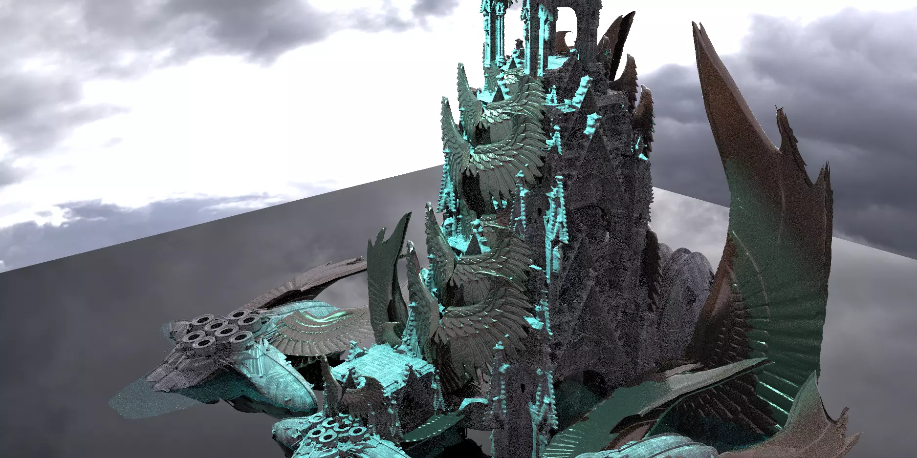 Floating Angel monolith Sci-fi Hive Holly Temple 3D model_0