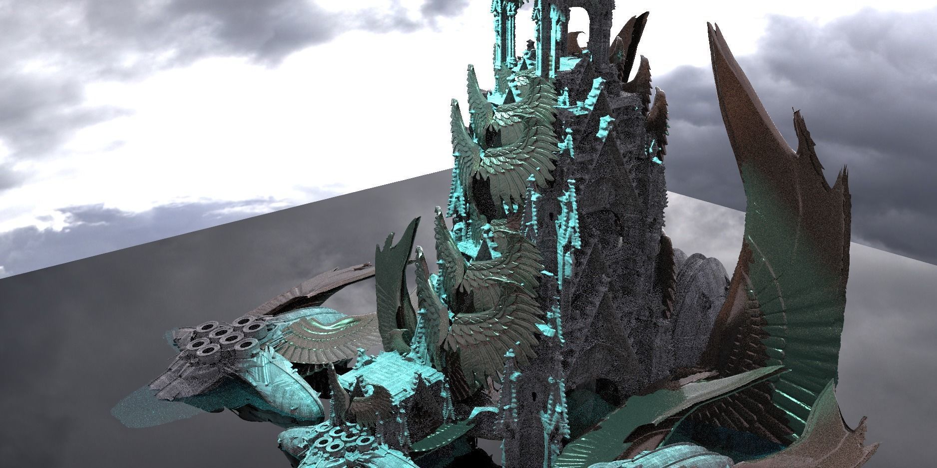 Floating Angel monolith Sci-fi Hive Holly Temple 3D model_1